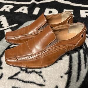 STACY ADAMS Brown Square Toe Slip On Dress Shoes Size  7m